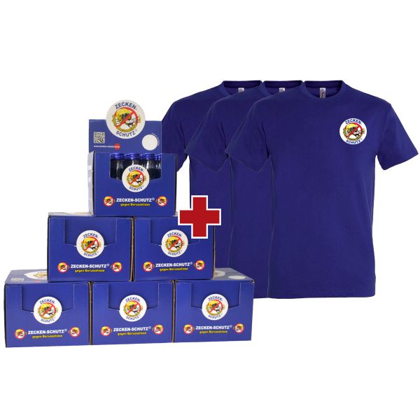 Schalke-Schnaps Kumpelbox + 3 gratis T-Shirts "Zeckenschutz gegen Borusseliose"
