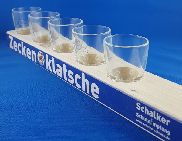 Schalke-Schnaps Zeckenklatsche mit Pinnchen